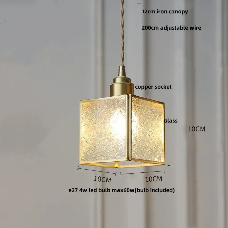 Antique gold petal glass led pendant lamp kitchen light fixture
