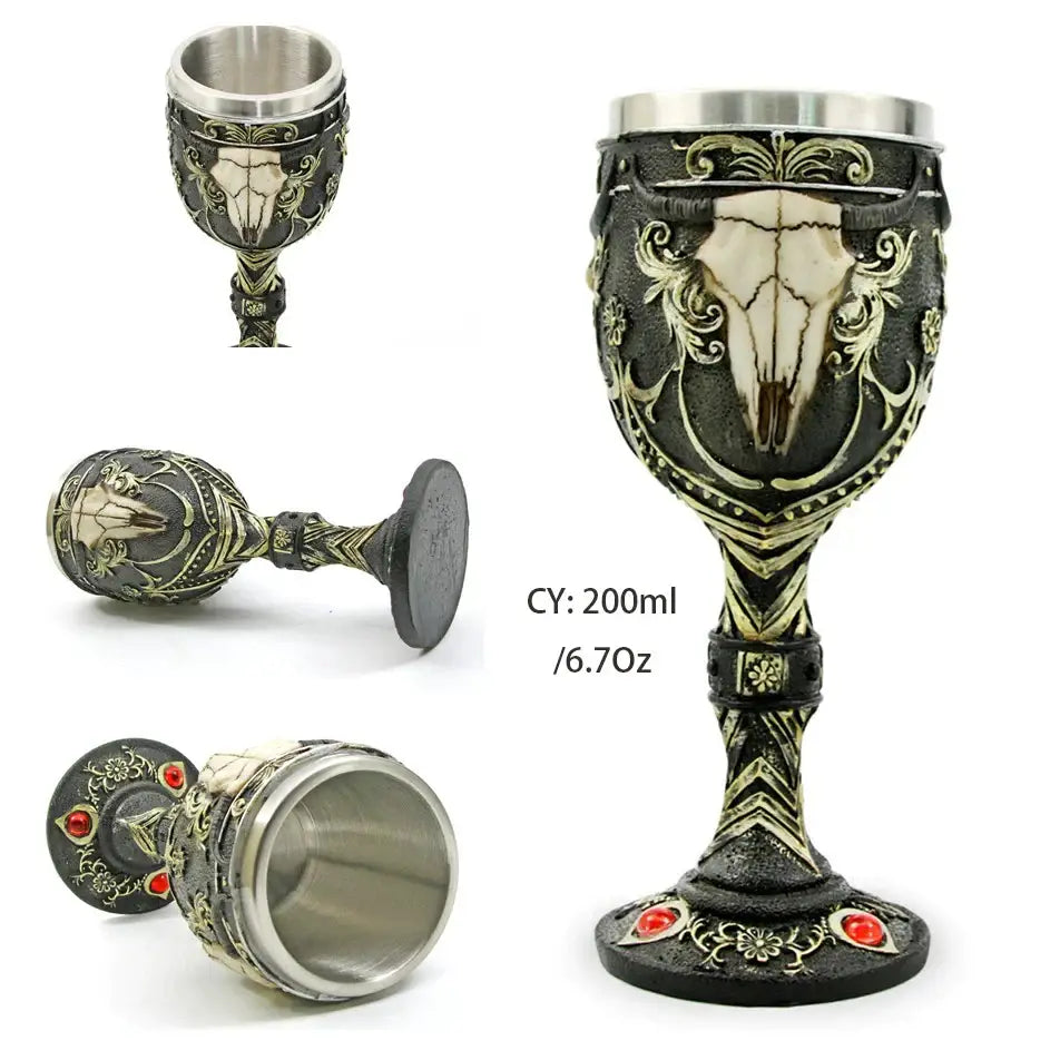 Antique gothic silver dragon king goblet dining room whiskey glass