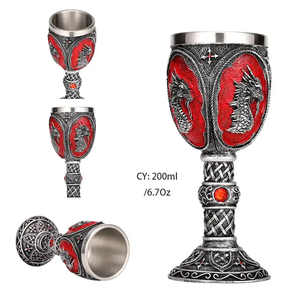 Antique gothic silver dragon king goblet dining room whiskey glass