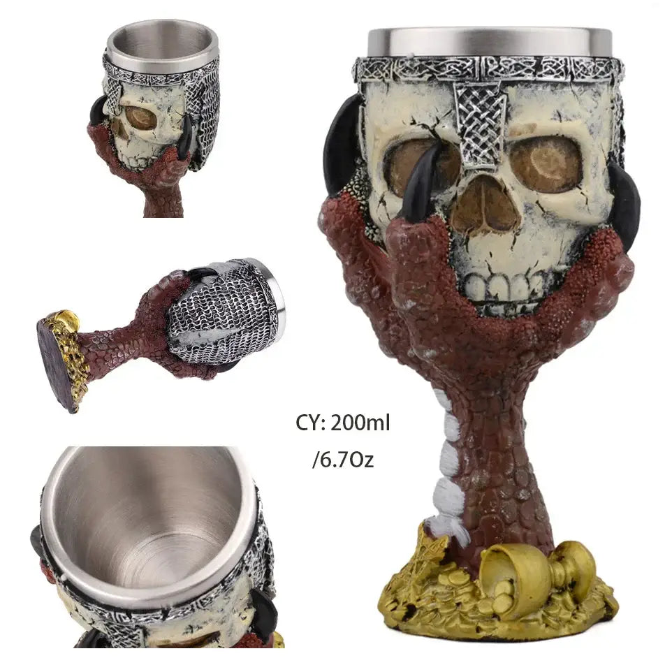 Antique gothic silver dragon king goblet dining room whiskey glass
