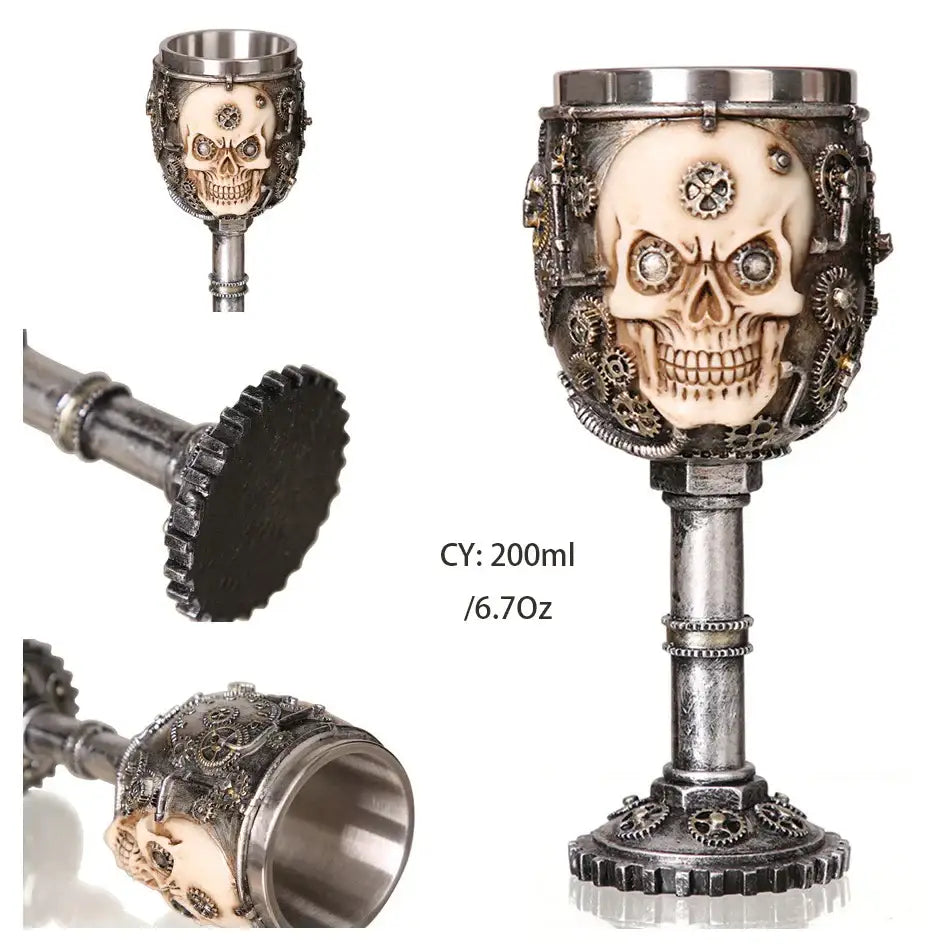 Antique gothic silver dragon king goblet dining room whiskey glass