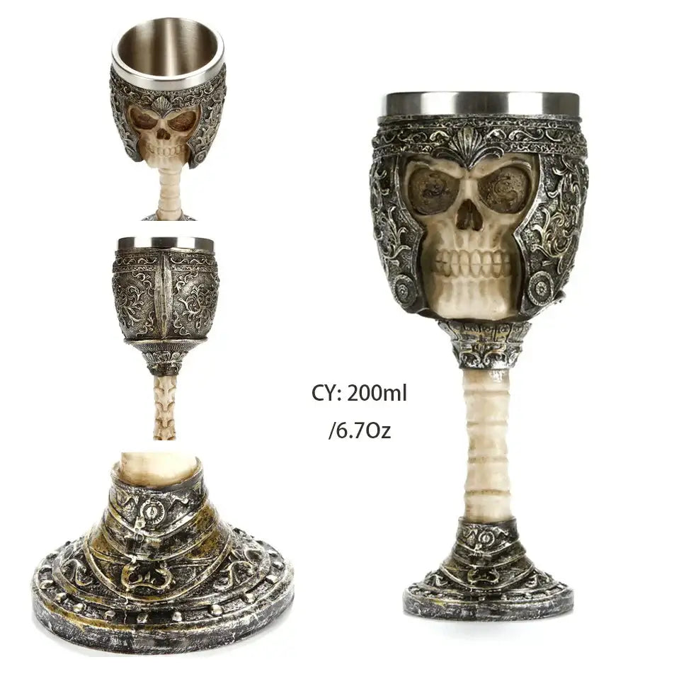 Antique gothic silver dragon king goblet dining room whiskey glass