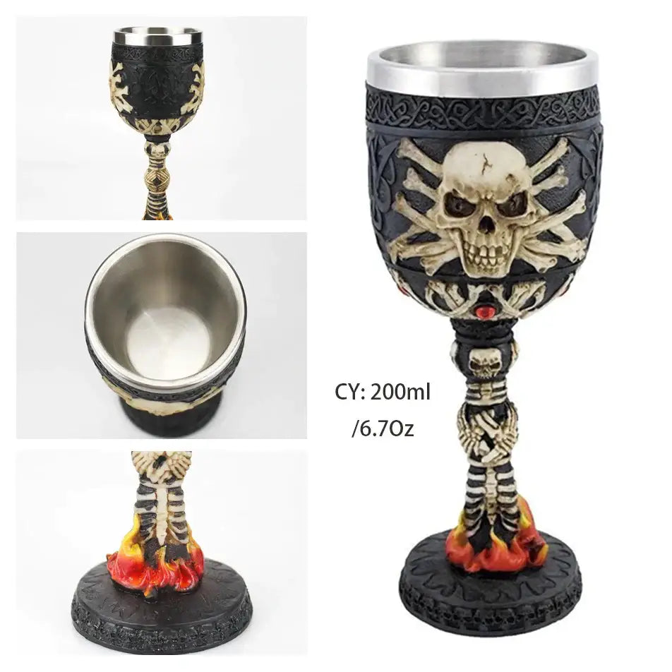 Antique gothic silver dragon king goblet dining room whiskey glass