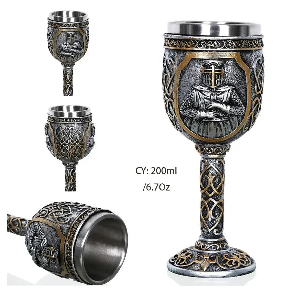 Antique gothic silver dragon king goblet dining room whiskey glass