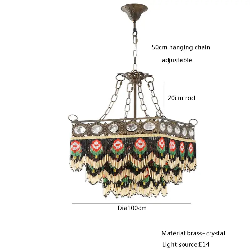 Antique retro black rose tassel pendant lights – living room chandelier