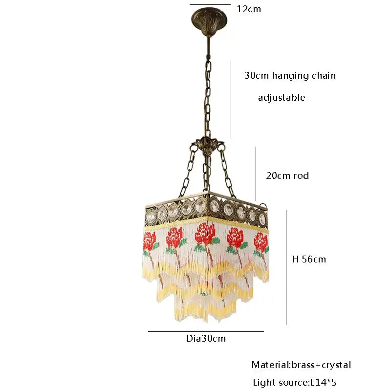 Antique retro black rose tassel pendant lights – living room chandelier