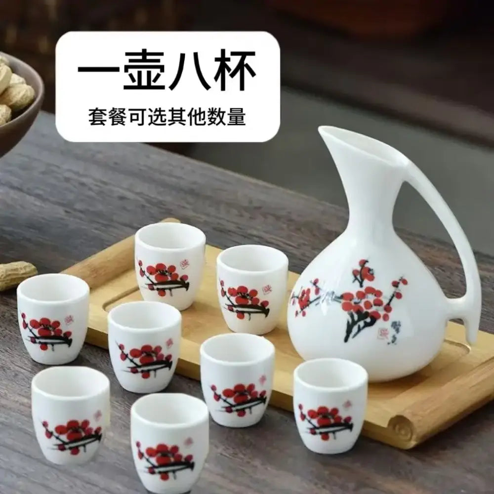 Antique white ceramic cherry blossom warming container dining room set