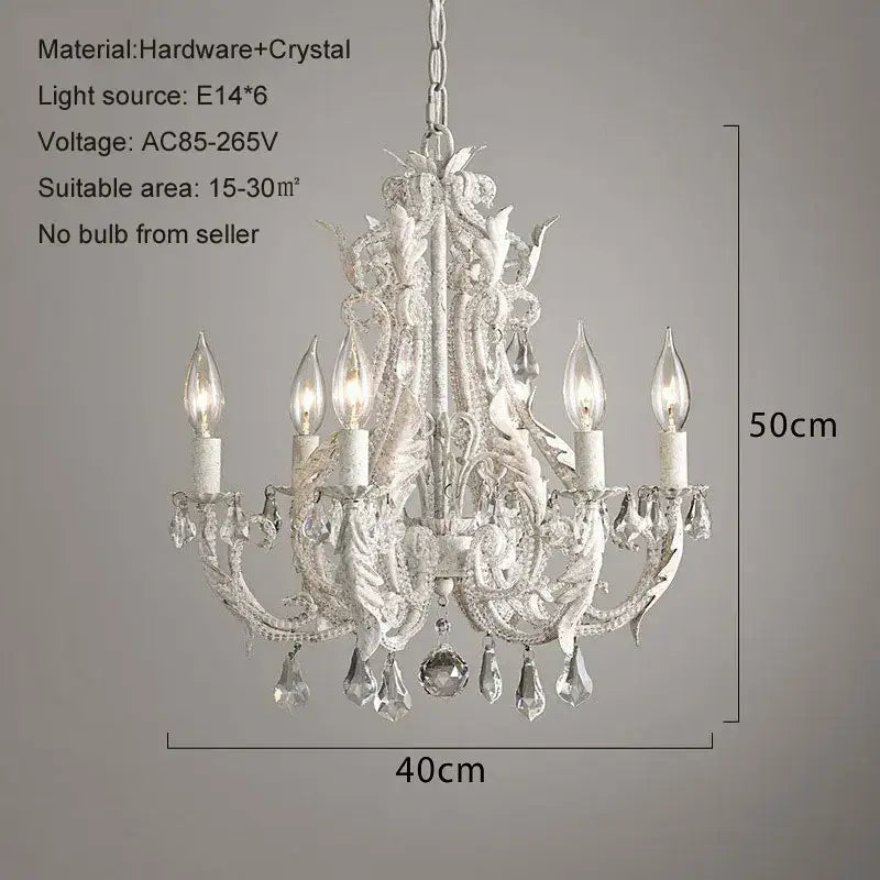 Antique white iron crystal chandelier dining room ornate lighting