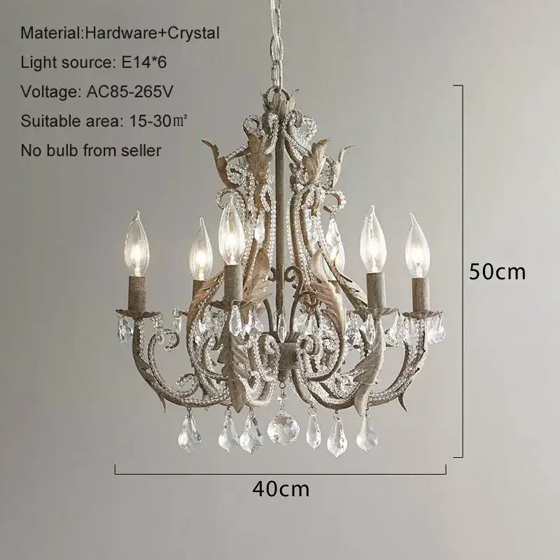 Antique white iron crystal chandelier dining room ornate lighting
