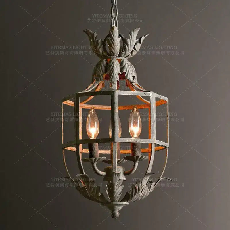 Antique wrought iron elegant candle chandelier dining room lantern