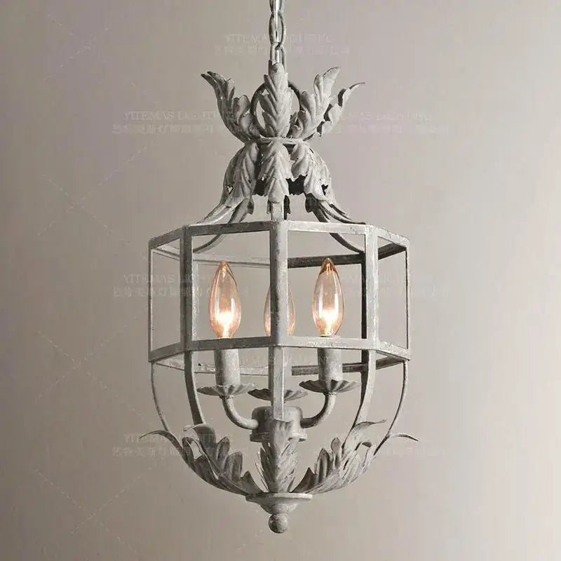 Antique wrought iron elegant candle chandelier dining room lantern