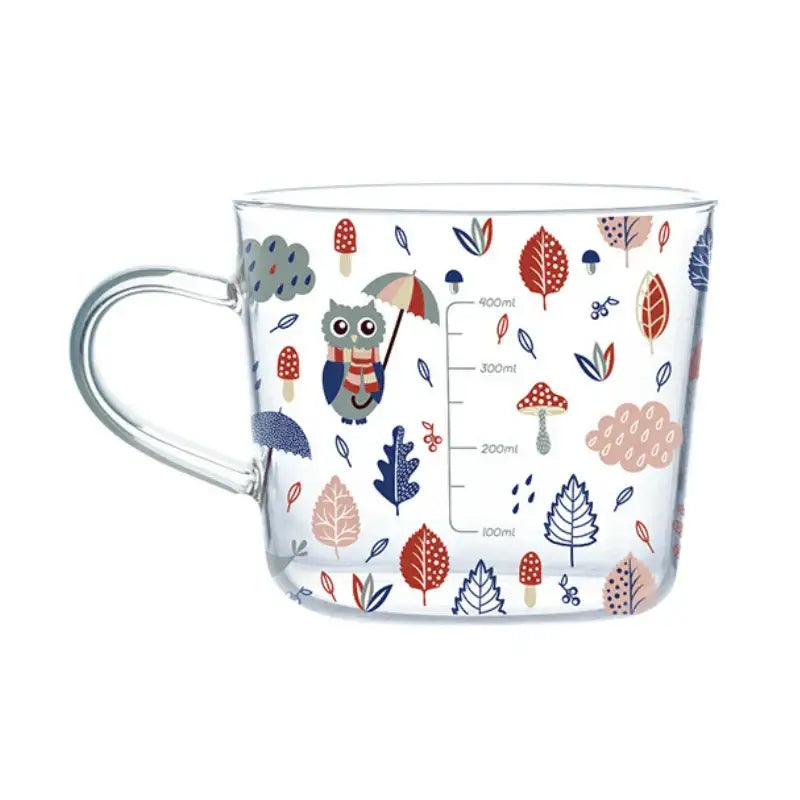 Apricot and orange pattern 500ml glass mug for kitchen breakfast