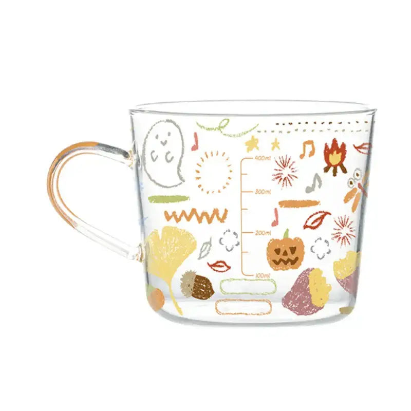 Apricot and orange pattern 500ml glass mug for kitchen breakfast