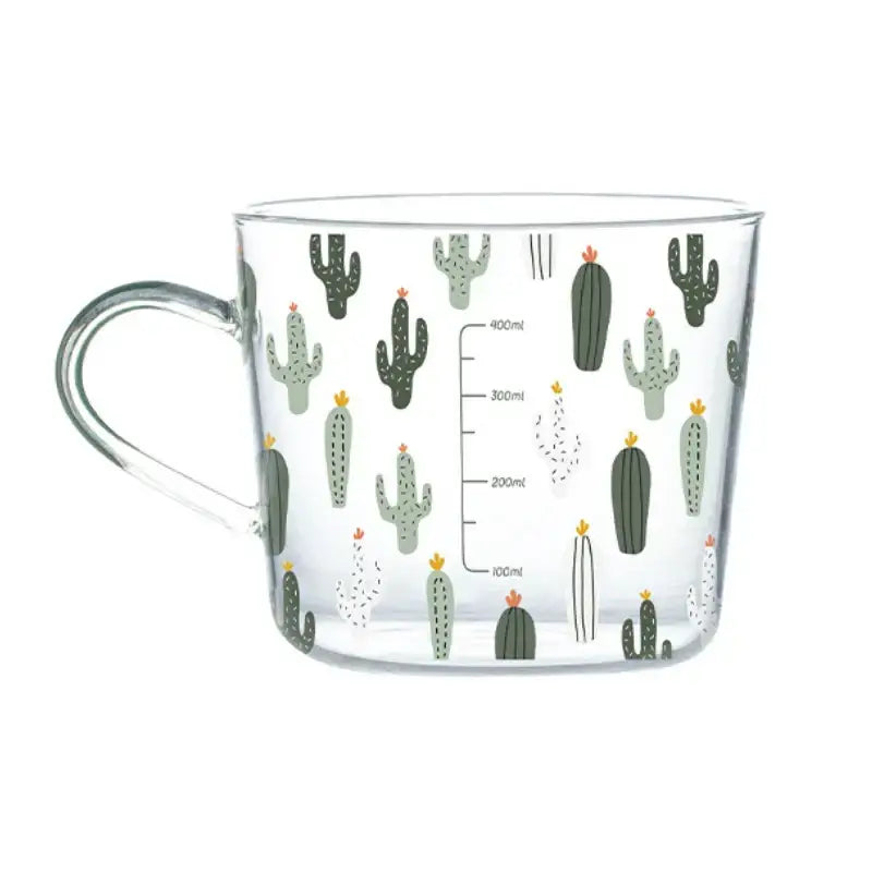Apricot and orange pattern 500ml glass mug for kitchen breakfast
