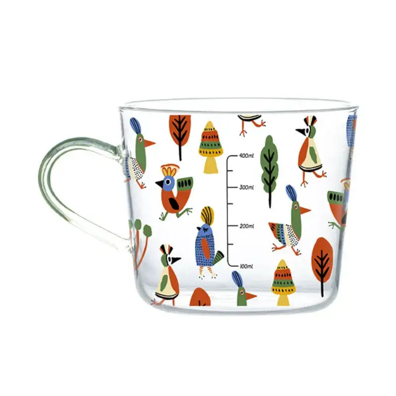 Apricot and orange pattern 500ml glass mug for kitchen breakfast