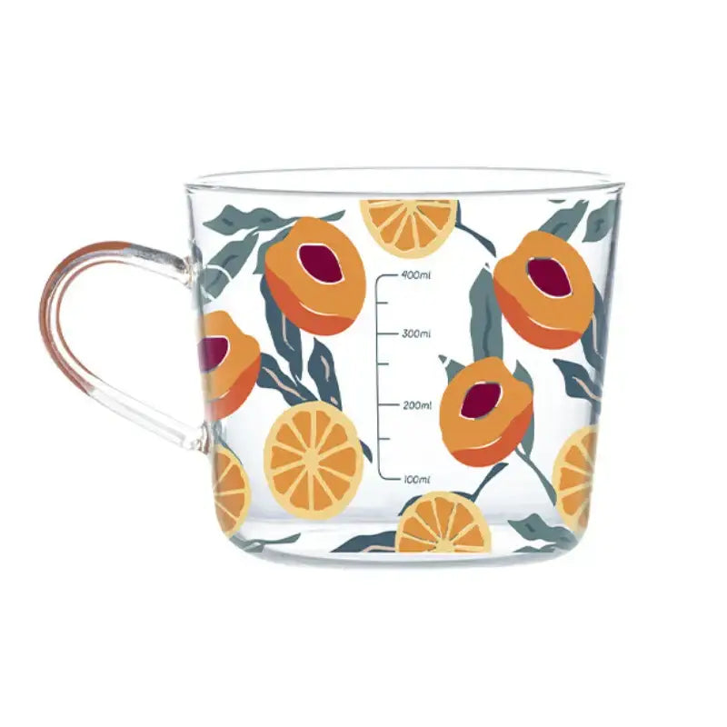 Apricot and orange pattern 500ml glass mug for kitchen breakfast