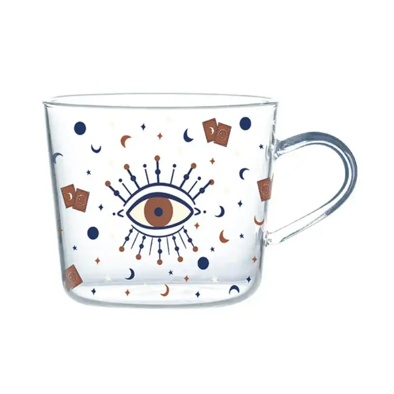Apricot and orange pattern 500ml glass mug for kitchen breakfast
