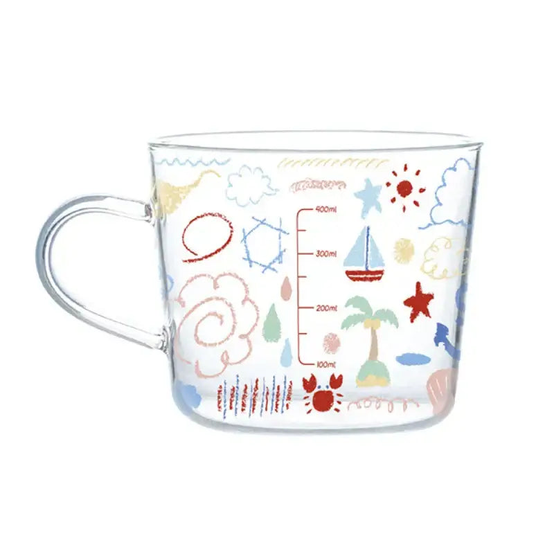 Apricot and orange pattern 500ml glass mug for kitchen breakfast