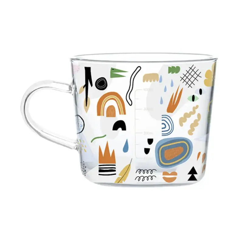 Apricot and orange pattern 500ml glass mug for kitchen breakfast