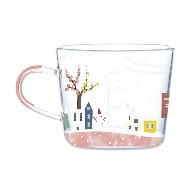 Apricot and orange pattern 500ml glass mug for kitchen breakfast