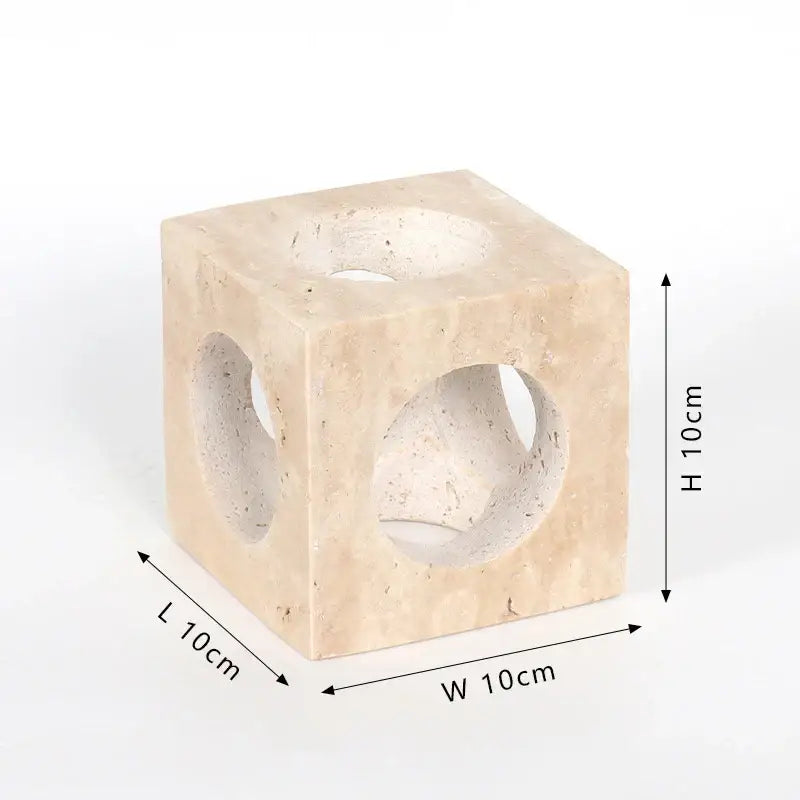 Architectural beige travertine coffee table cabinet living room stool