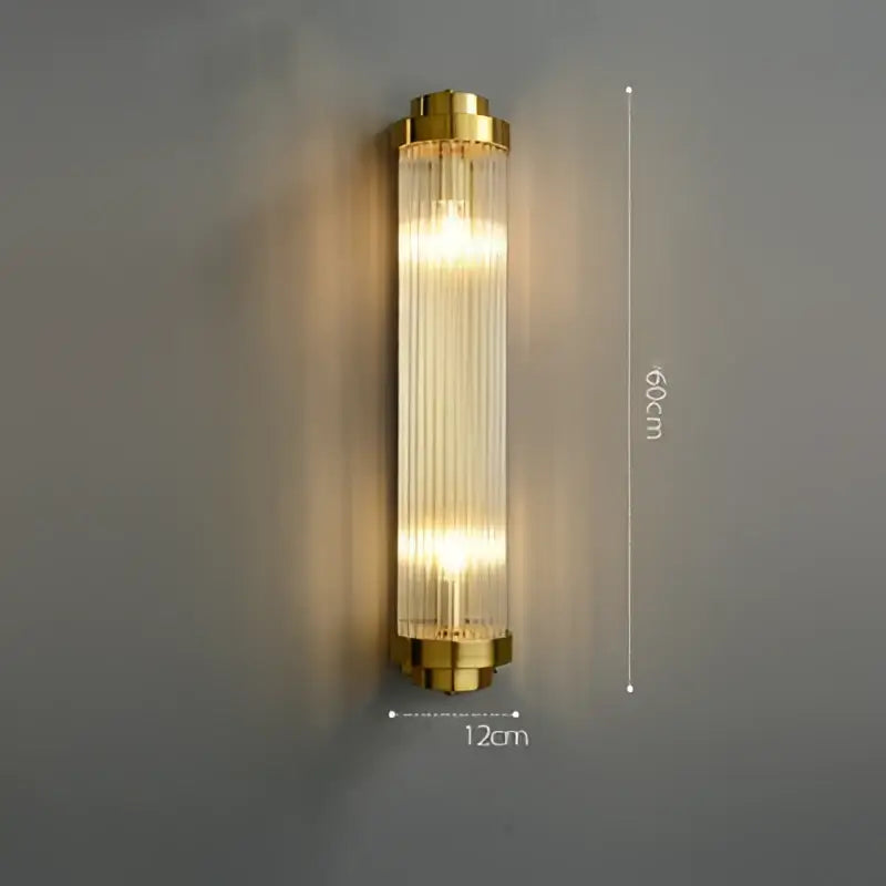Art deco black & gold stainless wall sconce bedroom ribbed glass