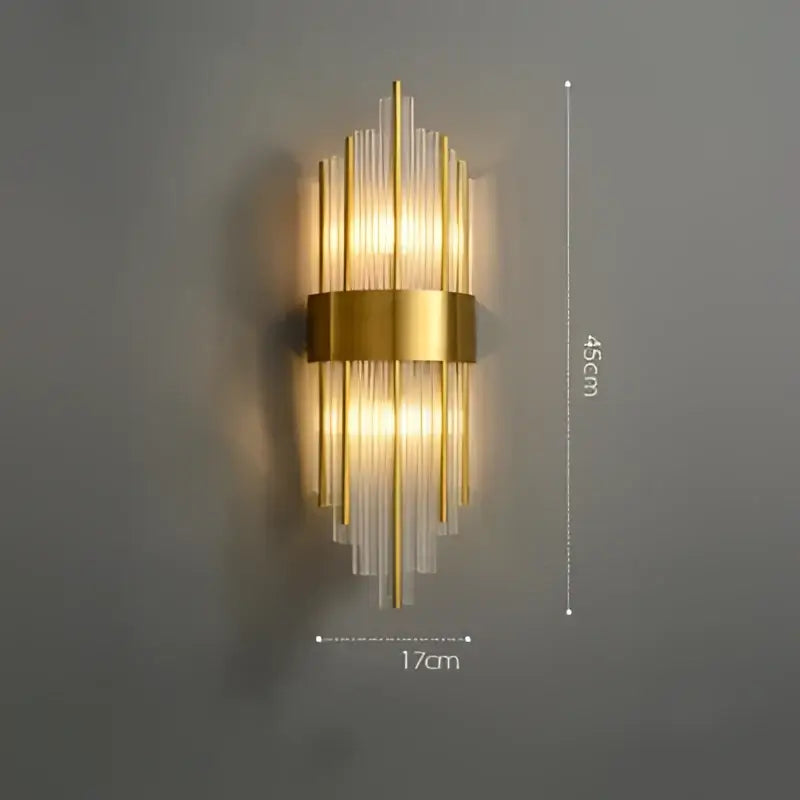 Art deco black & gold stainless wall sconce bedroom ribbed glass
