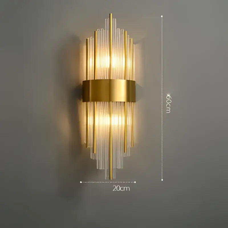 Art deco black & gold stainless wall sconce bedroom ribbed glass