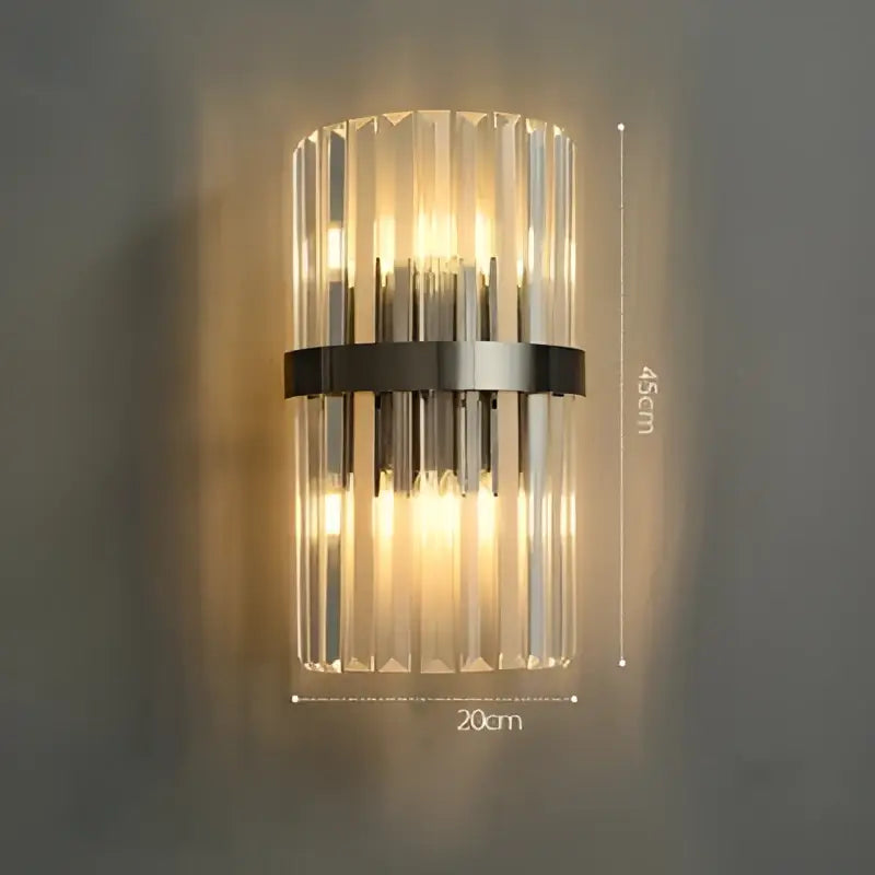 Art deco black & gold stainless wall sconce bedroom ribbed glass