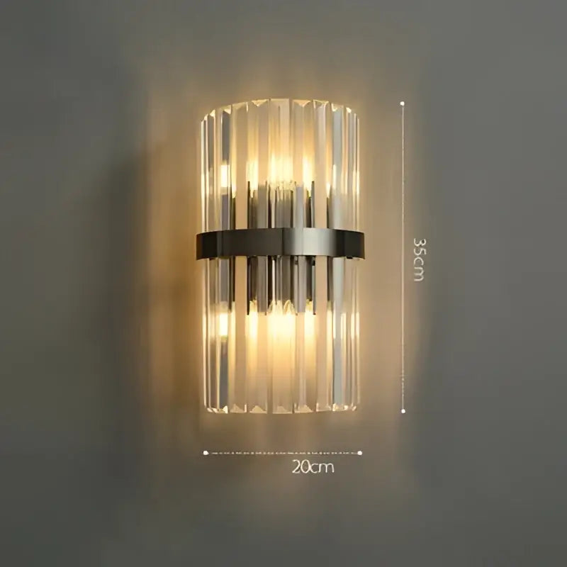 Art deco black & gold stainless wall sconce bedroom ribbed glass