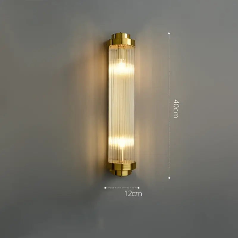 Art deco black & gold stainless wall sconce bedroom ribbed glass