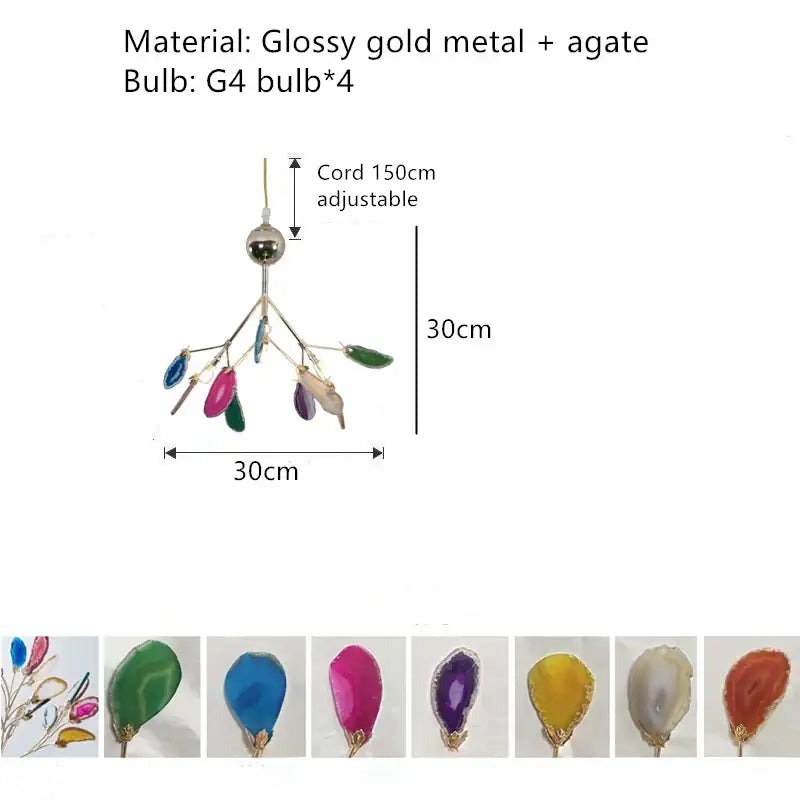 Art deco colorful agate floor lamp living room gold metal light