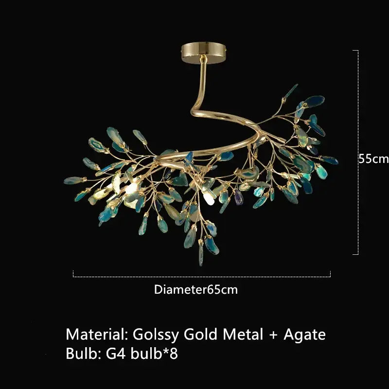 Art deco colorful agate floor lamp living room gold metal light