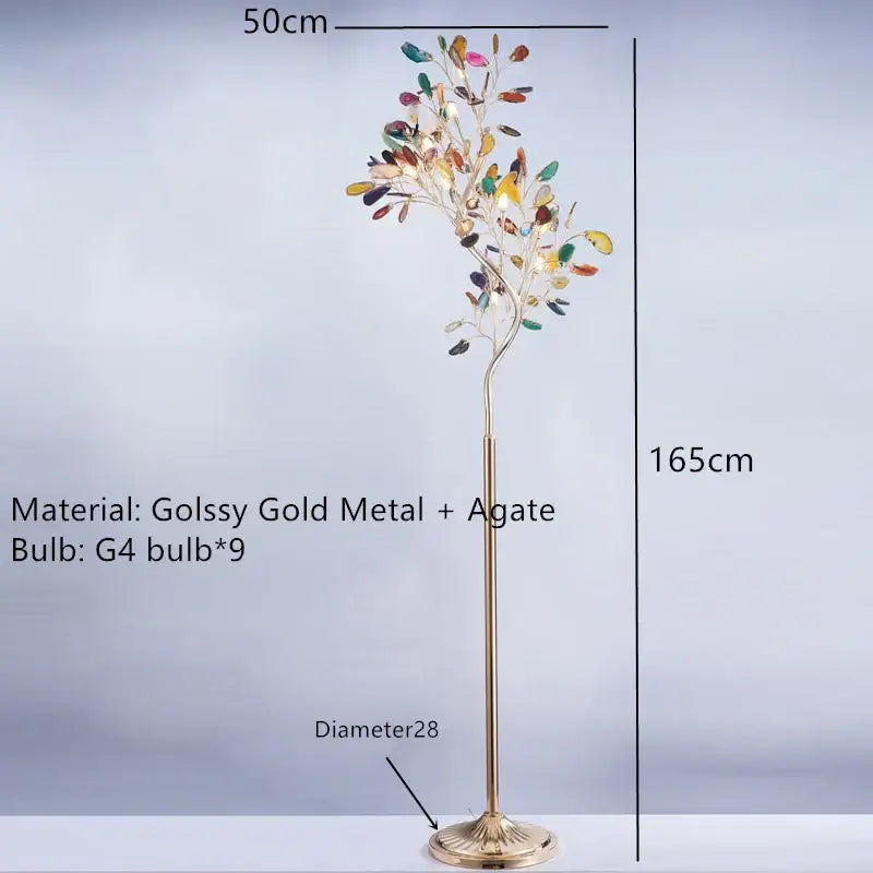 Art deco colorful agate floor lamp living room gold metal light