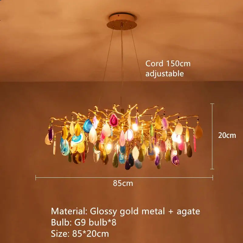 Art deco colorful agate floor lamp living room gold metal light