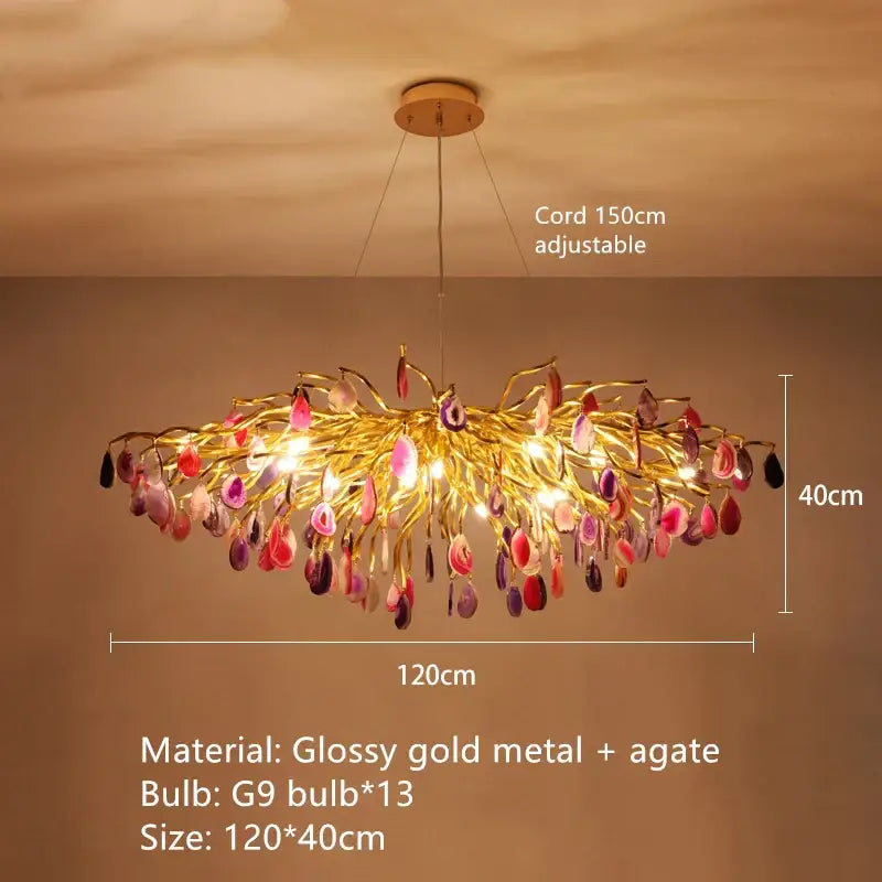 Art deco colorful agate floor lamp living room gold metal light