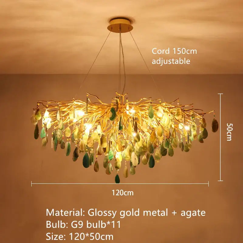 Art deco colorful agate floor lamp living room gold metal light