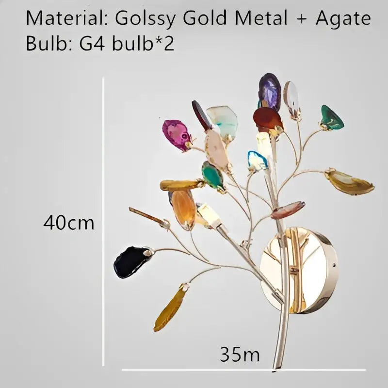 Art deco colorful agate floor lamp living room gold metal light
