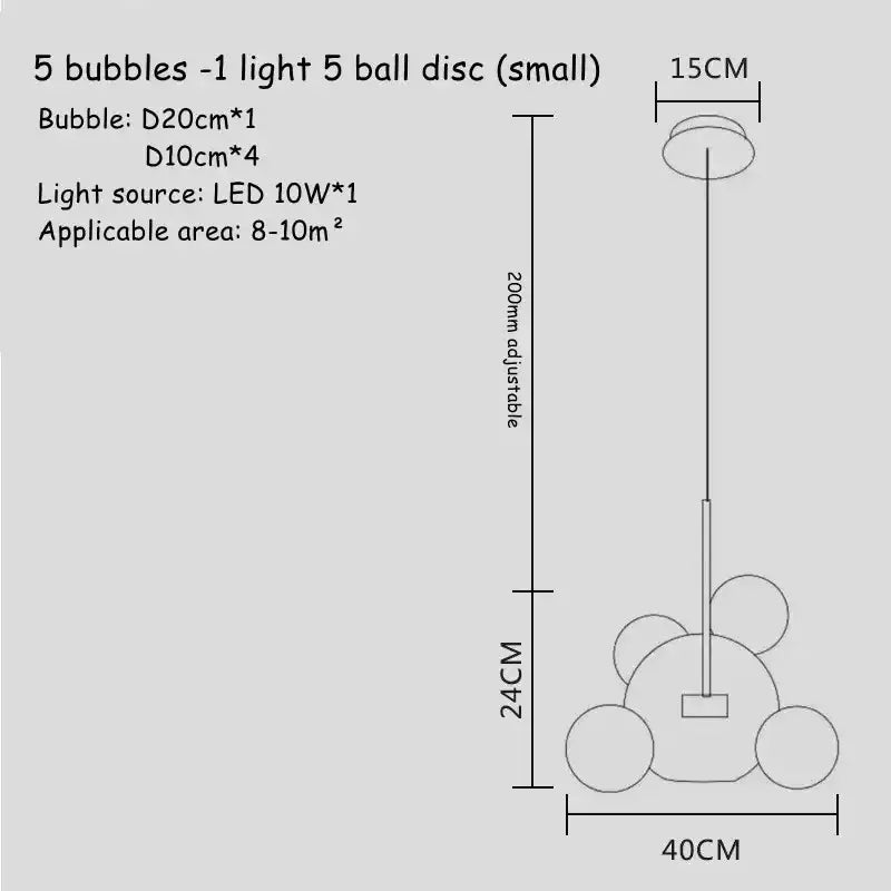 Art deco glass bubble chandelier for dining room