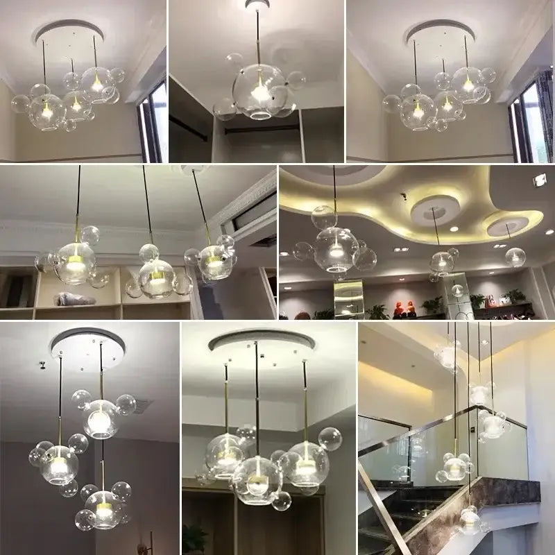Art deco glass bubble chandelier for dining room