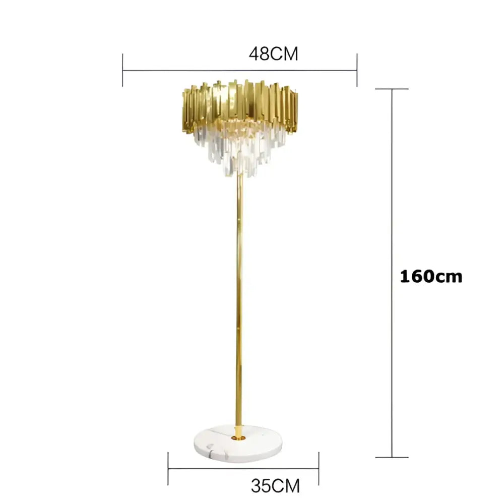 Art deco golden & black crystal marble led floor lamp living room