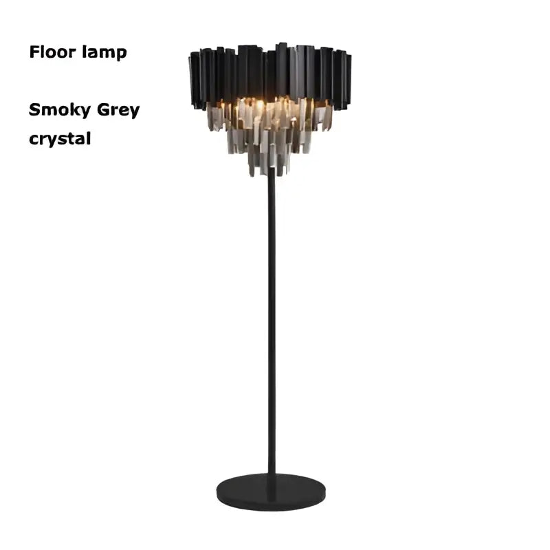 Art deco golden & black crystal marble led floor lamp living room