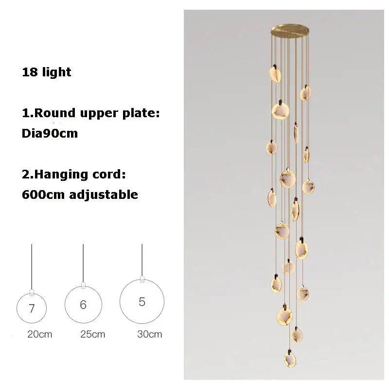 Art deco marble golden lustre pendant light for dining room