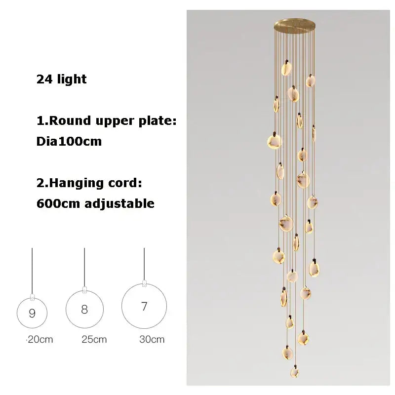 Art deco marble golden lustre pendant light for dining room