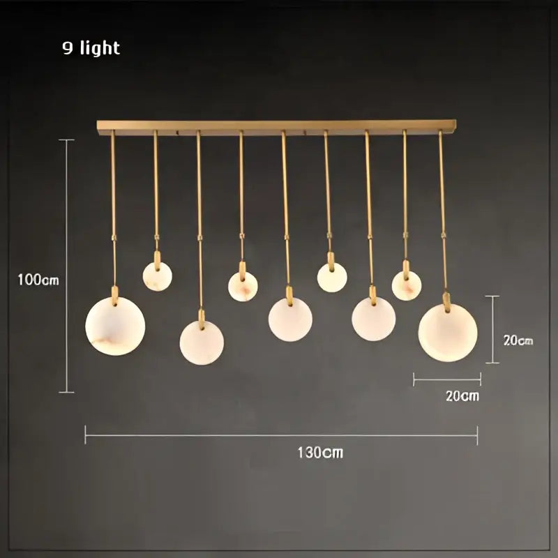 Art deco marble golden lustre pendant light for dining room