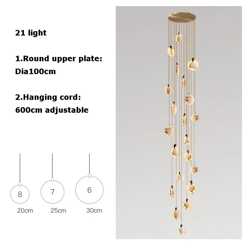 Art deco marble golden lustre pendant light for dining room