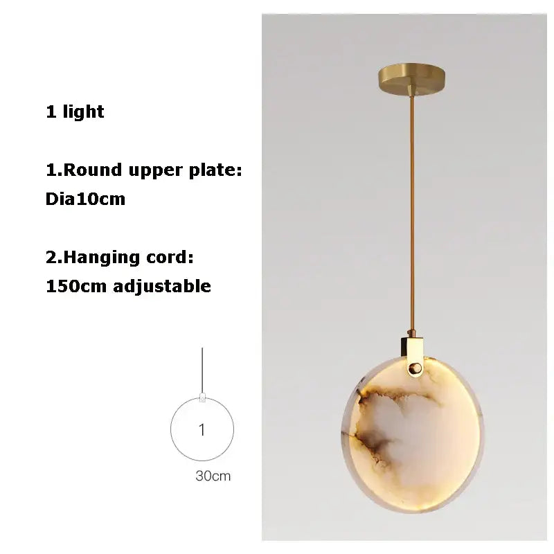 Art deco marble golden lustre pendant light for dining room
