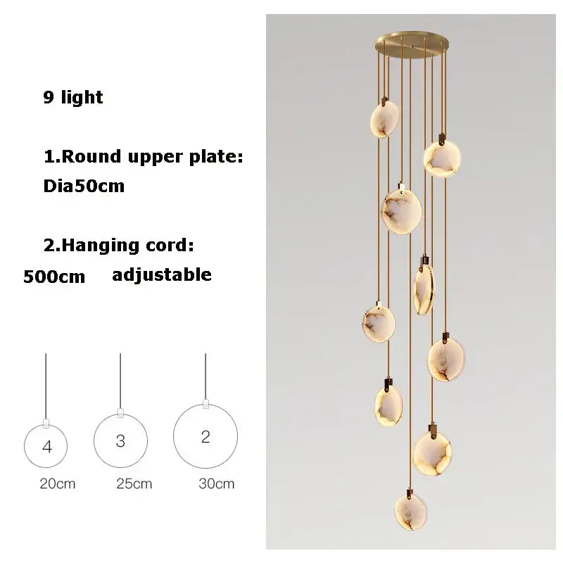 Art deco marble golden lustre pendant light for dining room