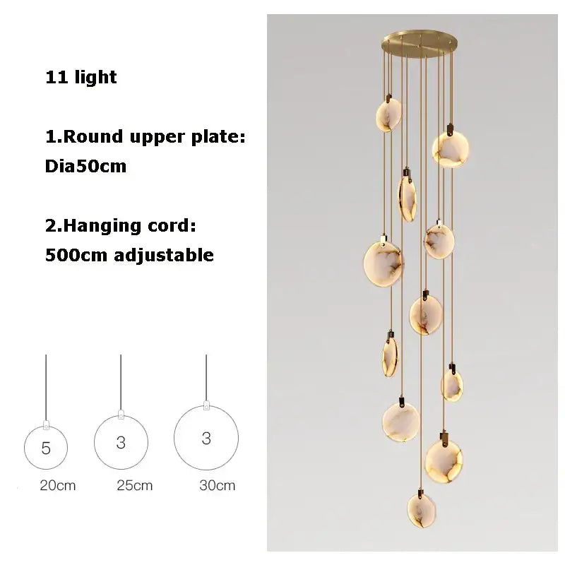 Art deco marble golden lustre pendant light for dining room