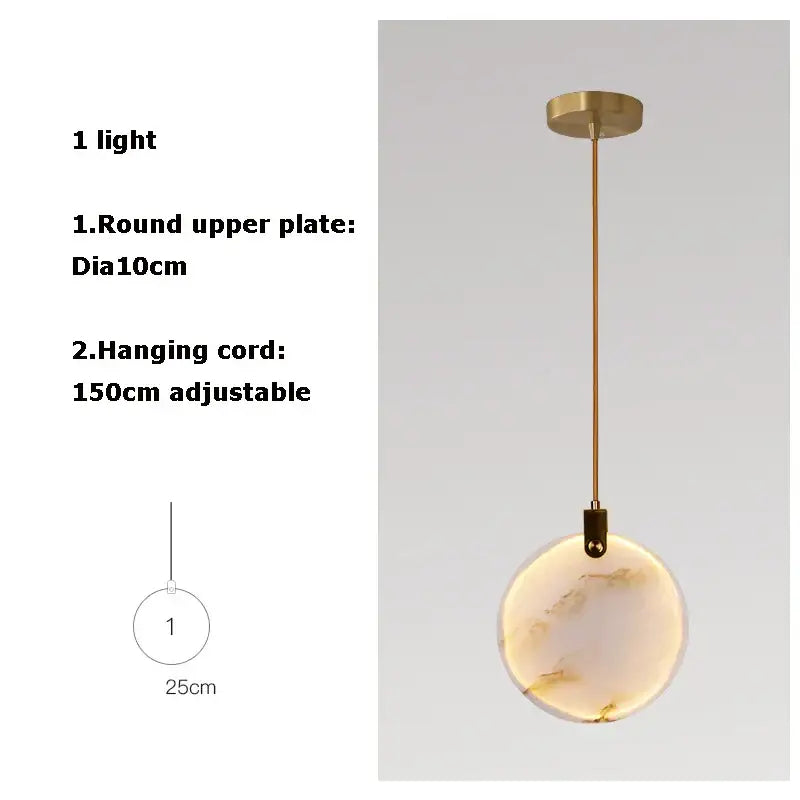 Art deco marble golden lustre pendant light for dining room